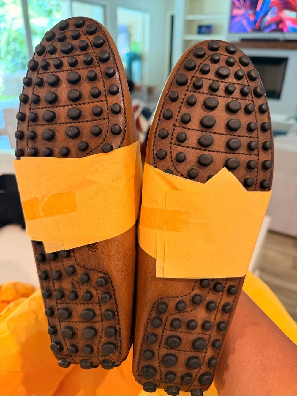 Tod's Tan Leather Driving Loafers
